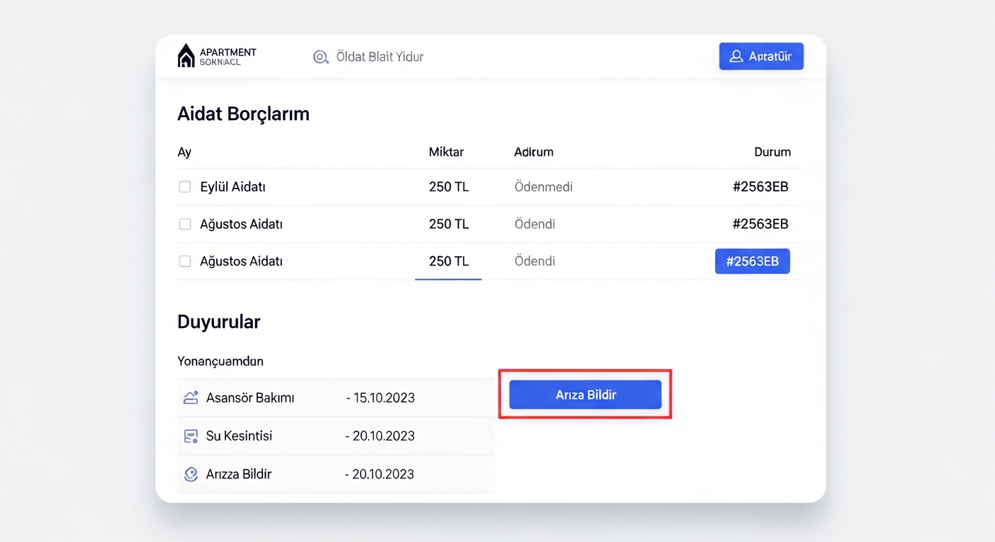Sakin Paneli — Aidat takibi & arıza bildirimi